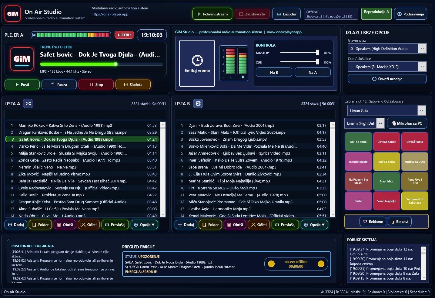 OnAirRadioStudio interface